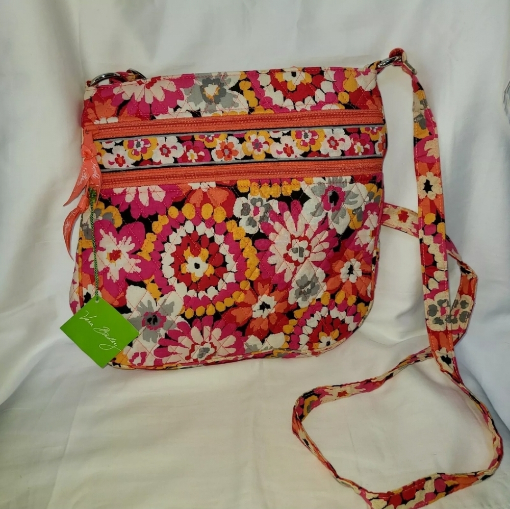 VERA BRADLEY Triple Zip Hipster Crossbody Purse - Pixie Blooms - New old stock